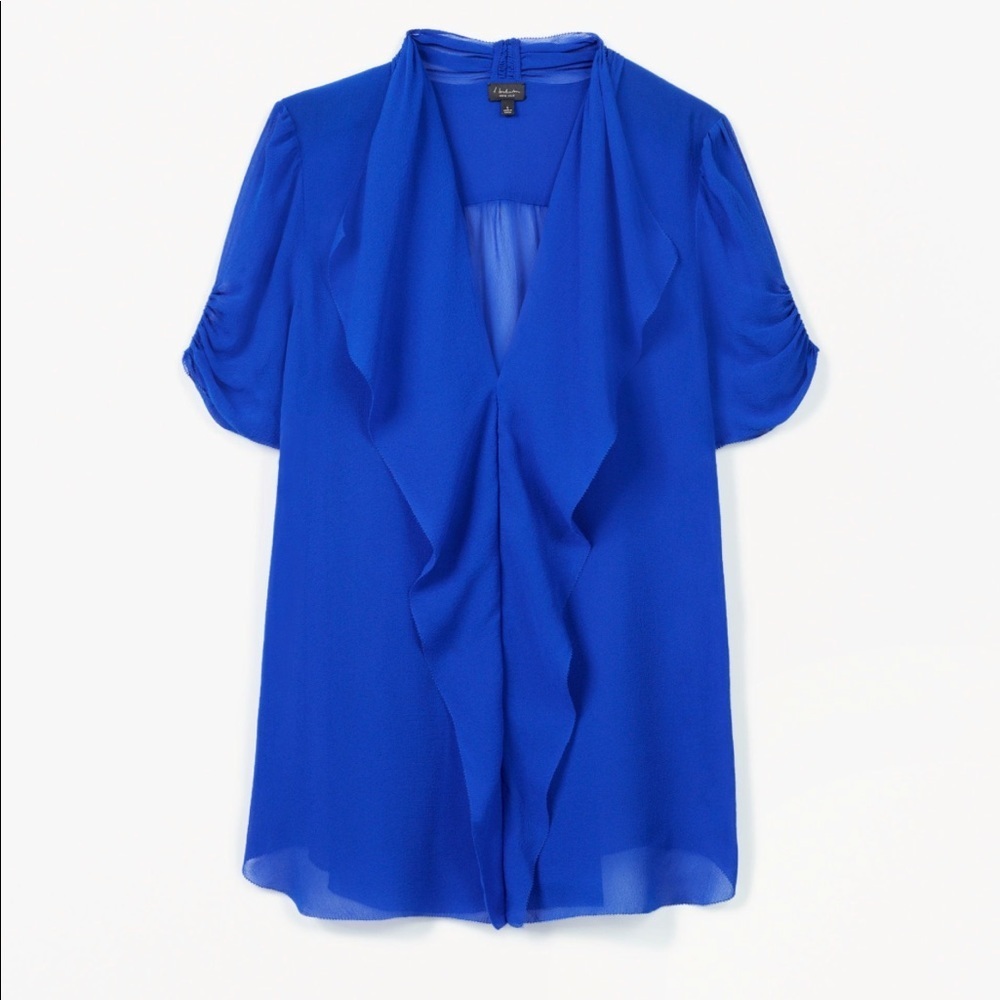 • Babaton • Tinsley Silk Ruffle Blouse Blue XXS